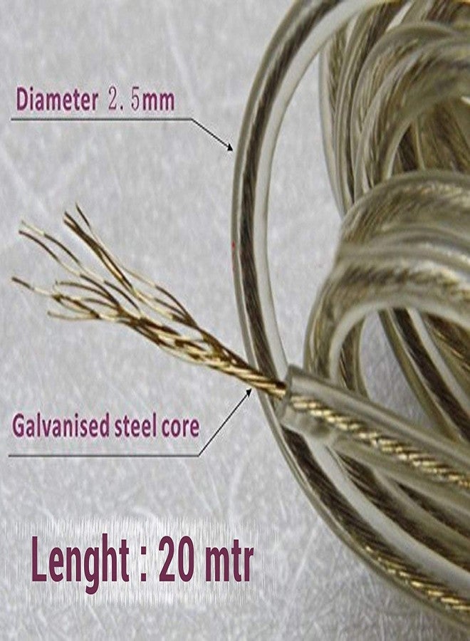 Sakoraware 20 Meter Cloth Drying Ropes PVC Coated Steel Anti-Rust Wire for Dry Clothes with Hook | Portable for Travel Heavy Duty Plastic Skipping Rope Clothesline (Set of 2, Multicolor) - Image 5