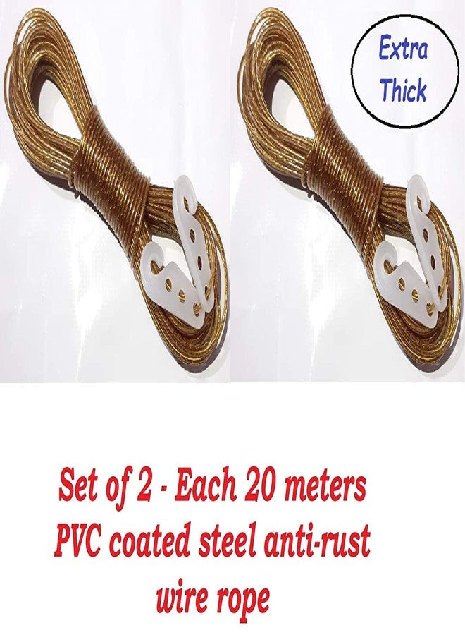 Sakoraware 20 Meter Cloth Drying Ropes PVC Coated Steel Anti-Rust Wire for Dry Clothes with Hook | Portable for Travel Heavy Duty Plastic Skipping Rope Clothesline (Set of 2, Multicolor) - Image 4