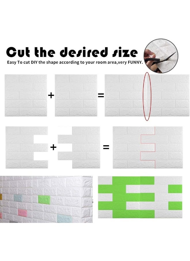 Generic 3D Wall Panels Peel and Stick, 14.5 Sq Ft Coverage, Printable Faux Brick Wallpaper Sticker with Self-Adhesive Waterproof Foam for Interior Wall Decor, Bathroom Home Decoration (10 Pcs) (White)  - Image 2