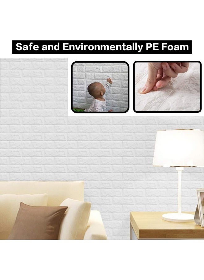 Generic 3D Wall Panels Peel and Stick, 14.5 Sq Ft Coverage, Printable Faux Brick Wallpaper Sticker with Self-Adhesive Waterproof Foam for Interior Wall Decor, Bathroom Home Decoration (10 Pcs) (White)  - Image 3