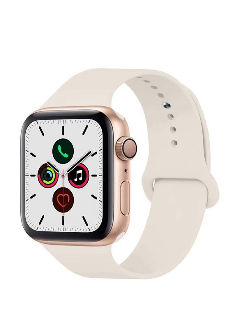 vesus Solid Silicone Replacement Band For Apple Watch Series 5/4/3/2/1 Antique White