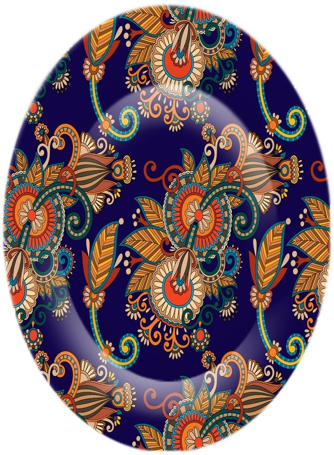 JIKRAA® Rare Handcrafted Blue and Purple Floral Design Ceramic Designer Plate/Platter with Stand, Decorative Plates for Living Room, Decorative Plates for Home - Image 2