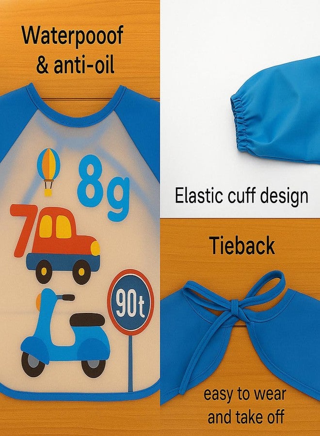 KIDS BASIC Long Sleeves Bibs for Baby | knot Closure | Lightweight & Durable | Waterproof Baby Bibs - (Pack of 2), Print May Vary - Image 4