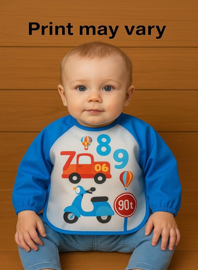KIDS BASIC Long Sleeves Bibs for Baby | knot Closure | Lightweight & Durable | Waterproof Baby Bibs - (Pack of 2), Print May Vary - Image 5