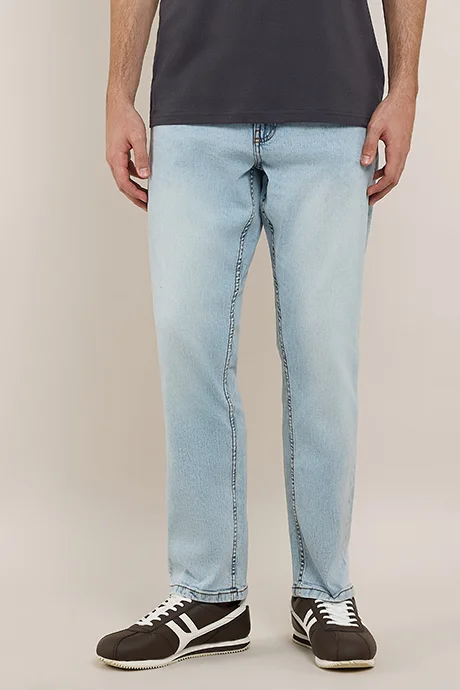 أر أند بي Faded Straight Fit Jeans with Button Closure