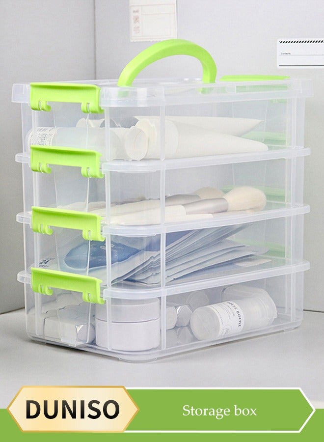DUNISO 4-Layer Desktop Portable Storage Box, Tool Classification Box, Jewelry Box, Visible Transparent Multi-Layer Storage Box,For Bedroom Living Room Office Kitchen Garage Drawer Organizer - Image 1