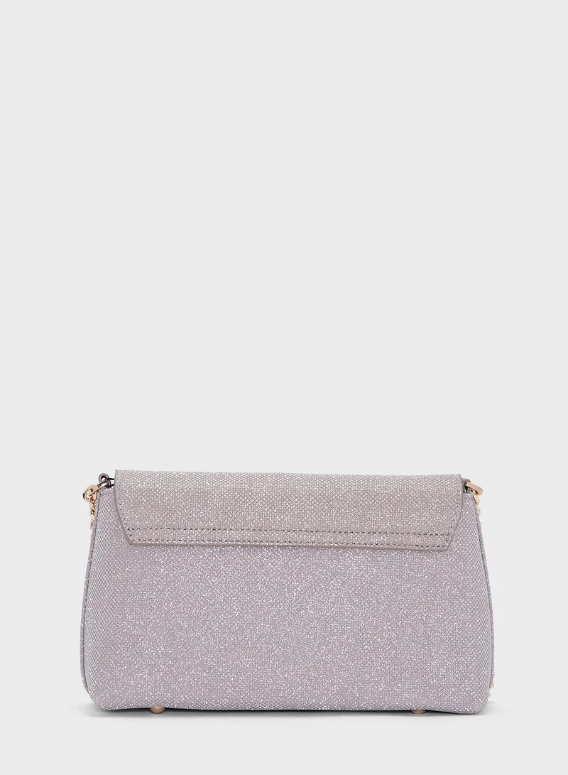 Dune LONDON Brynlie Lurex Branded Clutch