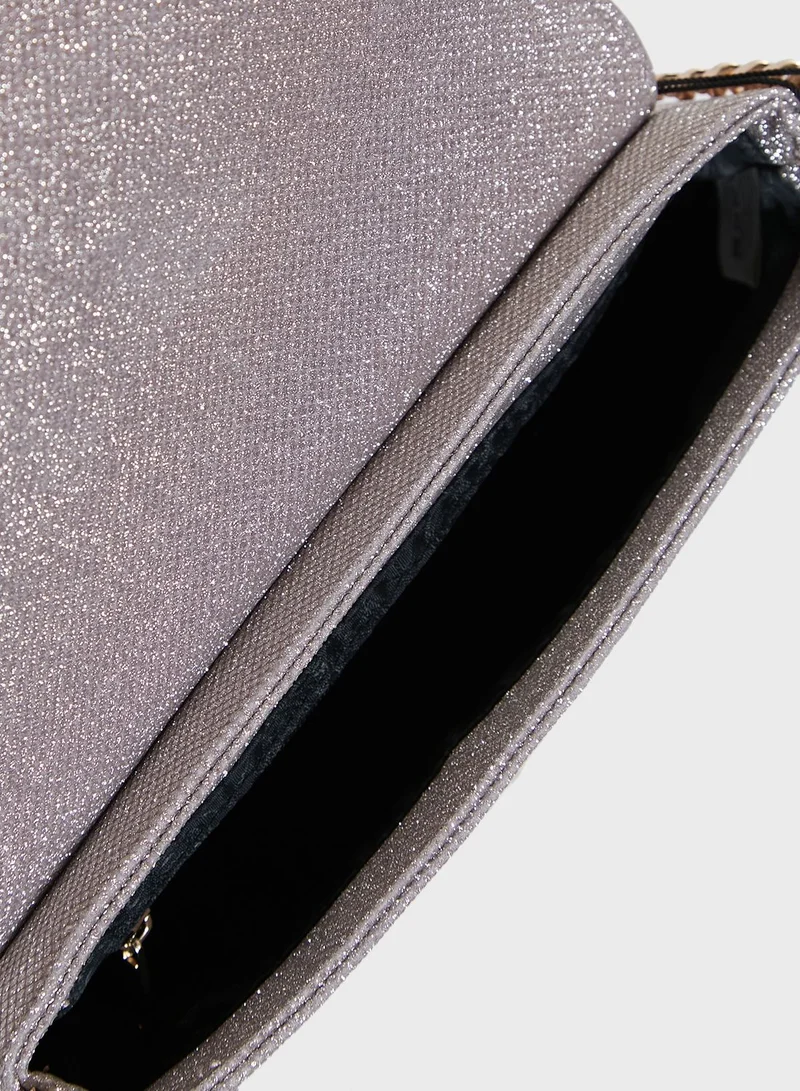 Dune LONDON Brynlie Lurex Branded Clutch