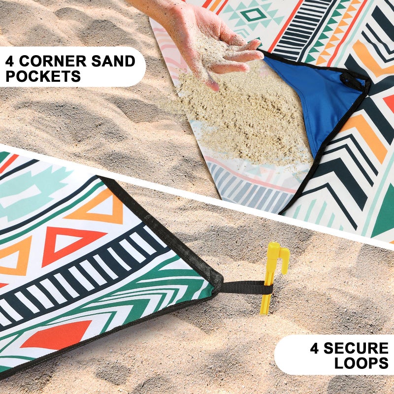 HIHOHO Beach Blanket Waterproof Sandproof Extra Large Beach Mat 79" X 83"/120"x108"for 1-8 Adults Quick Drying Durable Outdoor Picnic Mat for Beach Travel Camping Hiking - Image 2