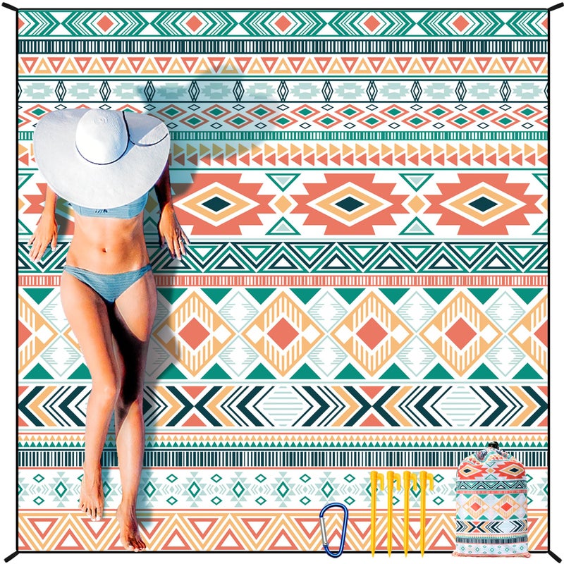 HIHOHO Beach Blanket Waterproof Sandproof Extra Large Beach Mat 79" X 83"/120"x108"for 1-8 Adults Quick Drying Durable Outdoor Picnic Mat for Beach Travel Camping Hiking - Image 1