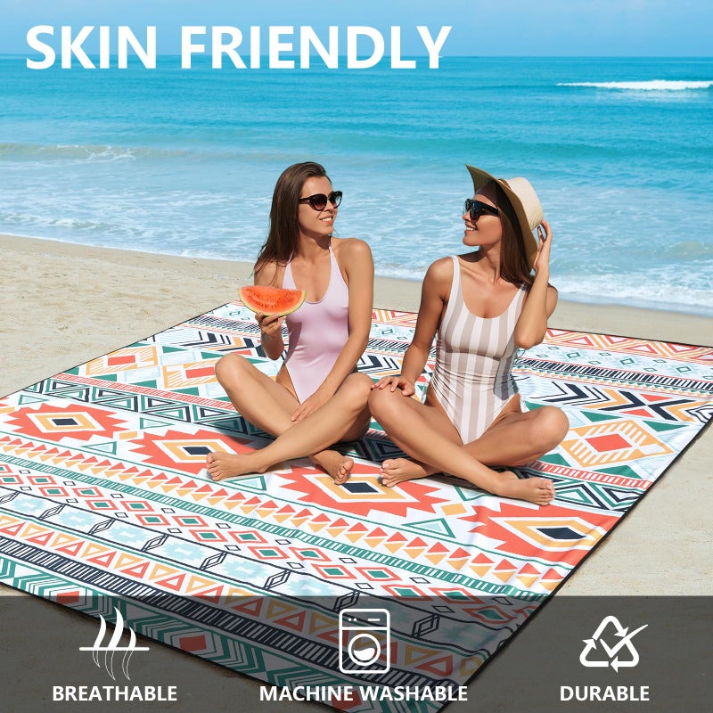HIHOHO Beach Blanket Waterproof Sandproof Extra Large Beach Mat 79" X 83"/120"x108"for 1-8 Adults Quick Drying Durable Outdoor Picnic Mat for Beach Travel Camping Hiking - Image 4