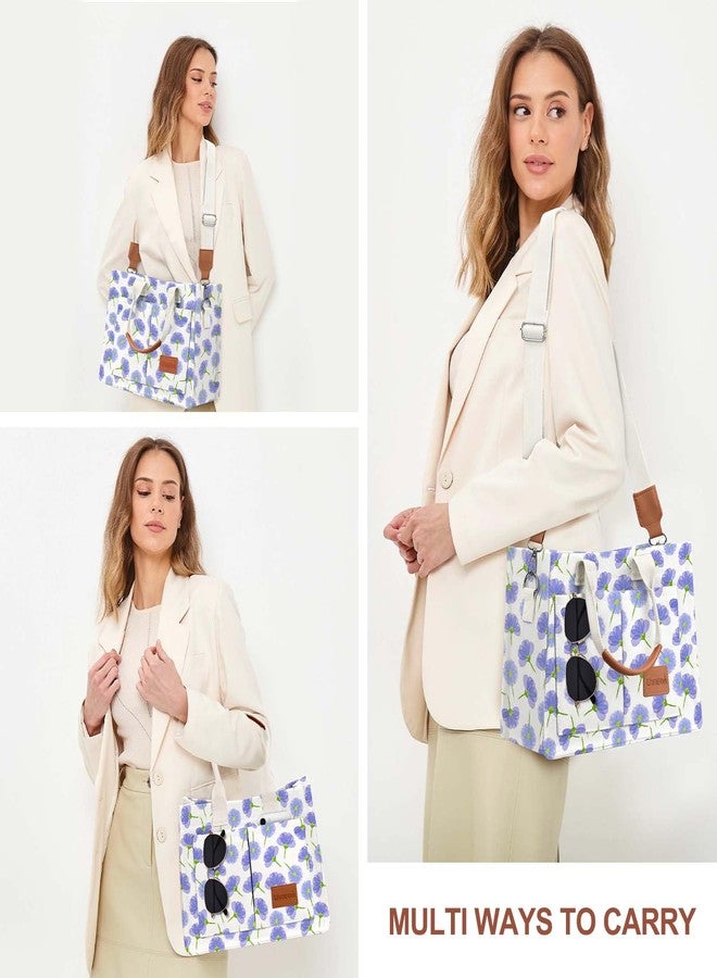 LHMTQVK Canvas Tote Bag for Women, Large Work Purses Bible Tote, Forget Me Not, One Size, Totes - Image 2