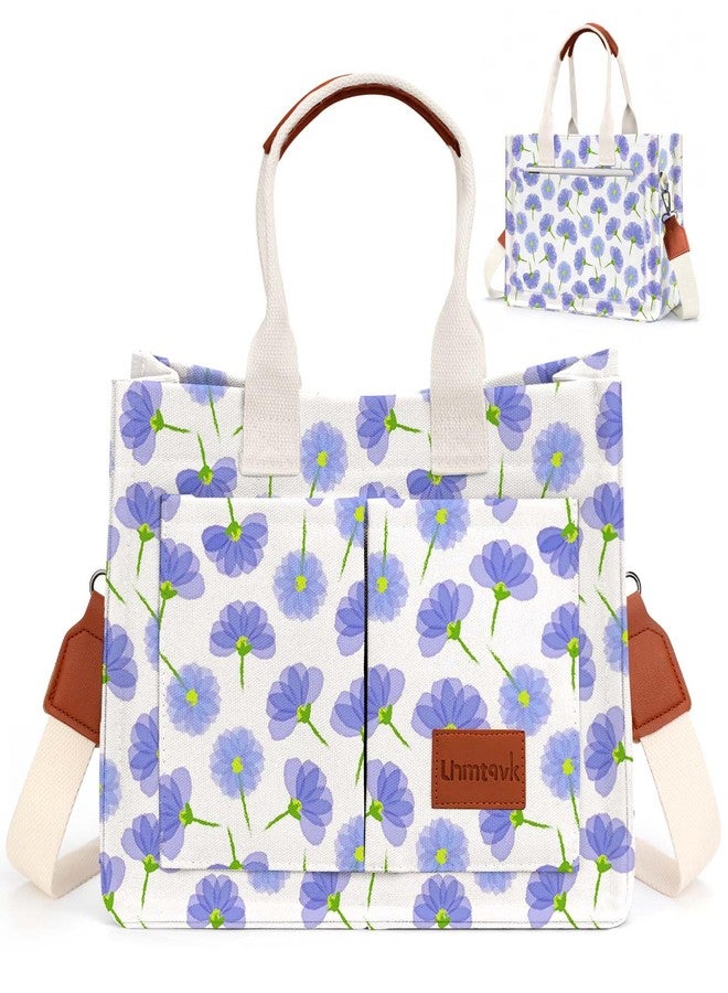 LHMTQVK Canvas Tote Bag for Women, Large Work Purses Bible Tote, Forget Me Not, One Size, Totes - Image 1