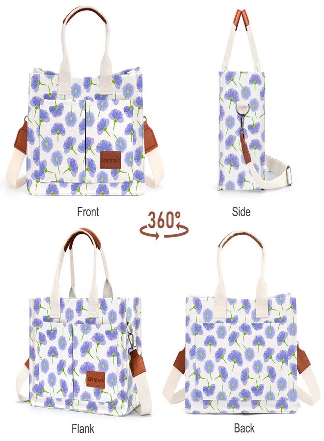 LHMTQVK Canvas Tote Bag for Women, Large Work Purses Bible Tote, Forget Me Not, One Size, Totes - Image 4