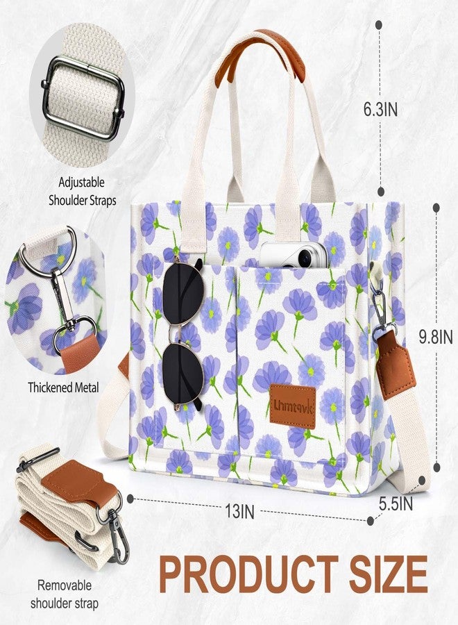 LHMTQVK Canvas Tote Bag for Women, Large Work Purses Bible Tote, Forget Me Not, One Size, Totes - Image 3