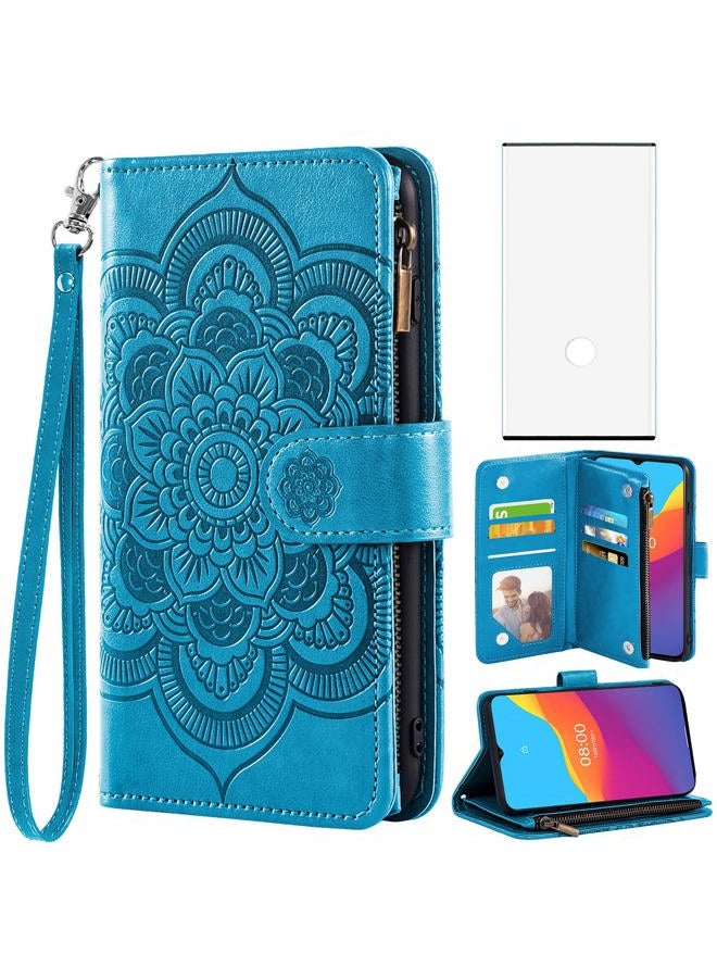 Asuwish Compatible with Samsung Galaxy Note 10 Glaxay Note10 5G Wallet Case and Tempered Glass Screen Protector Flip Card Holder Stand Cell Phone Cover for Gaxaly Notes 10s Ten Not S10 Women Men Blue - Image 1