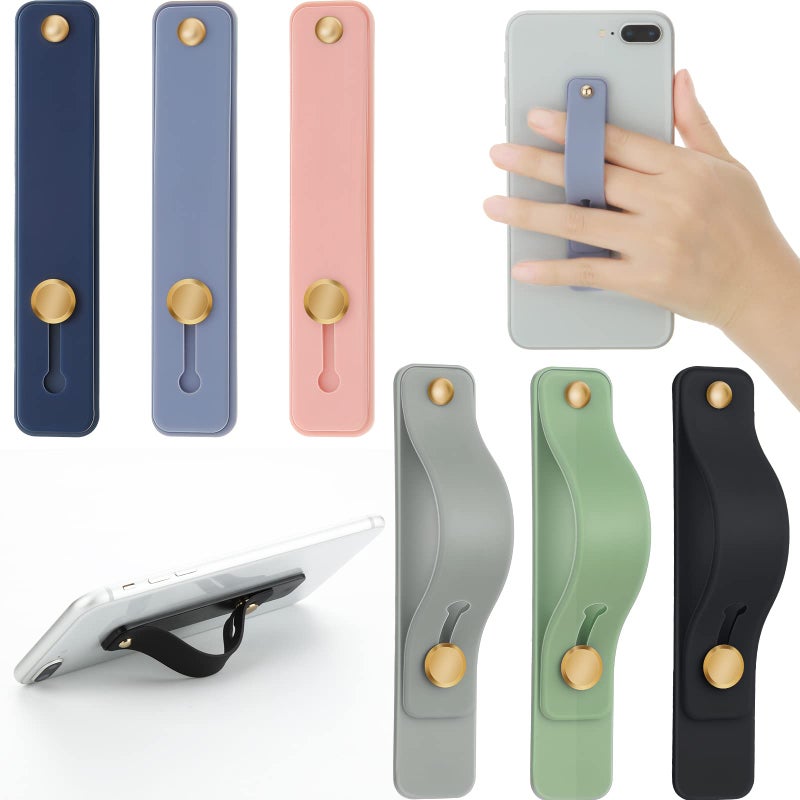 Weewooday 6 Pieces Phone Grip Holder Cell Phone Grip Strap Telescopic Finger Strap Stand Universal Finger Kickstand for Most Smartphones(Soft Colors) - Image 1