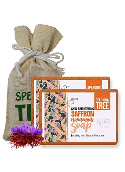 Speaking Tree Speaking Tree Skin Brightening Saffron Handmade Soap 100 gms Pack of 2  - Image 1