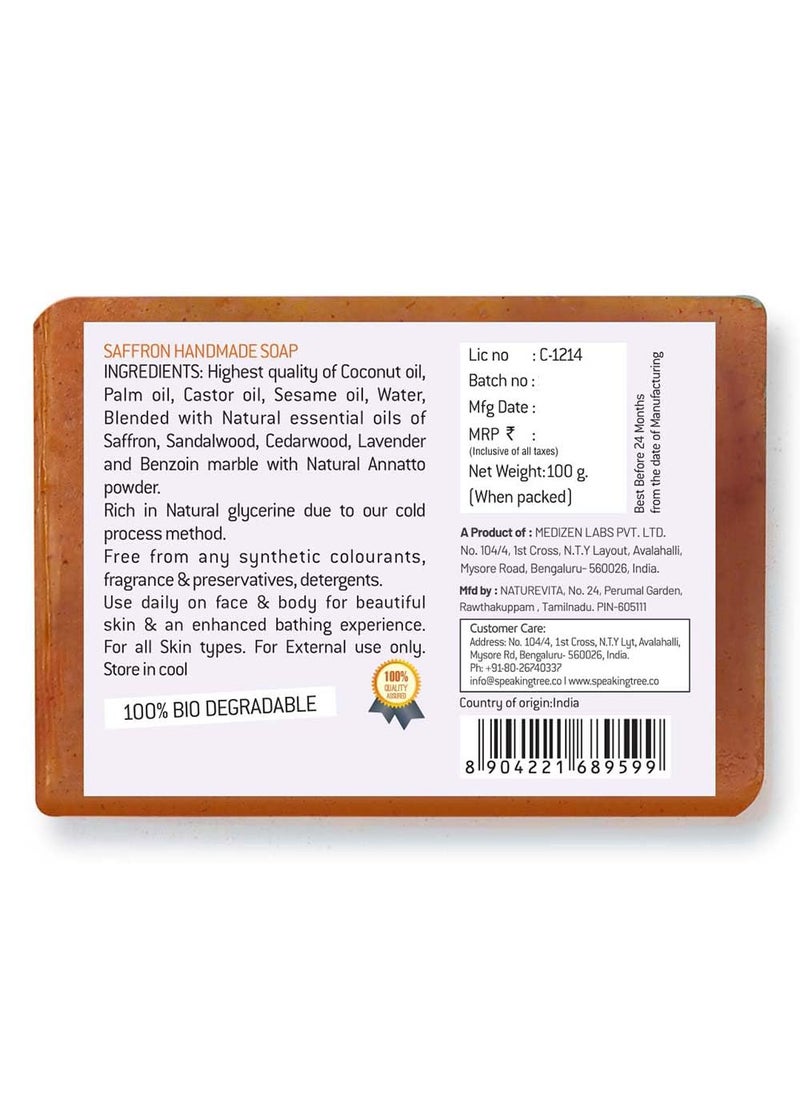 Speaking Tree Speaking Tree Skin Brightening Saffron Handmade Soap 100 gms Pack of 2  - Image 3