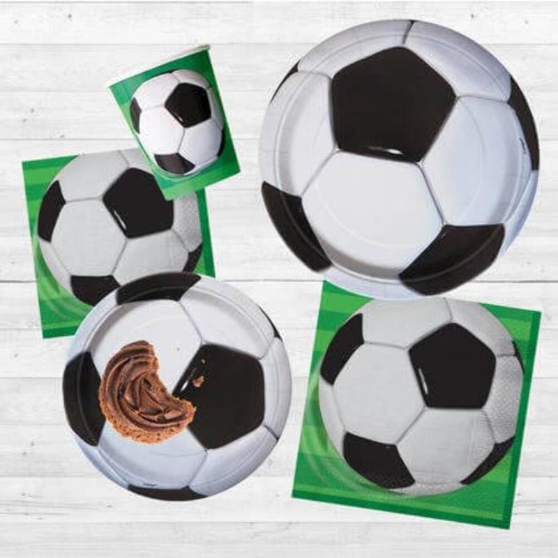 Unique 3D Soccer Black & White Paper Round Dessert Plates - 9" (8ct) - Perfect for Sports Enthusiasts, Birthdays & Game Nights - Image 2