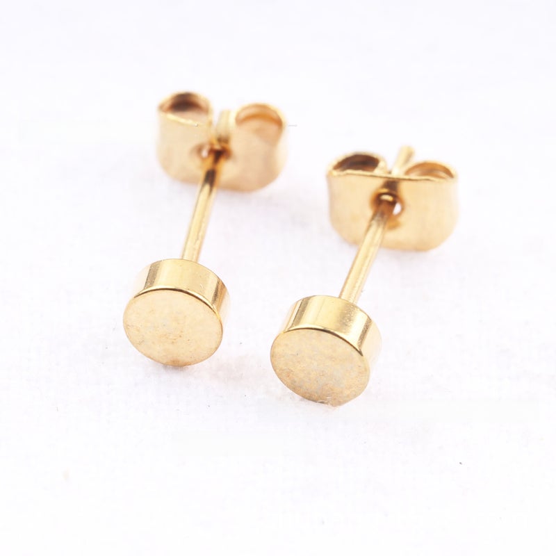 Fashion Titanium Barbell Earrings for Men and Women 4mm gold one