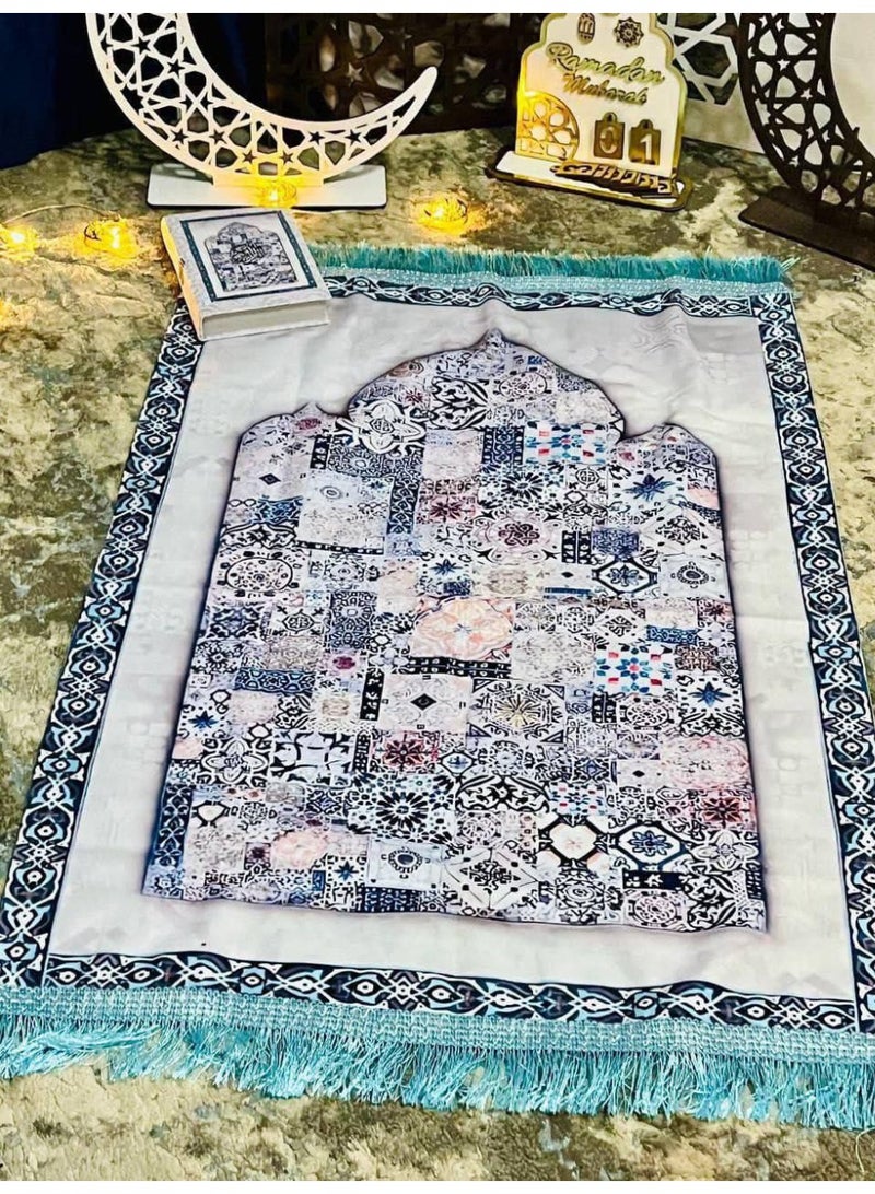 Large Quran and prayer mat set – heavy material with incense burner and prayer beads inside an elegant box