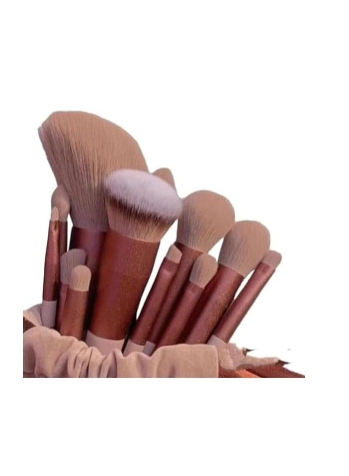 Generic Makeup Brush Set 13Pcs/Set Soft Hair Blush Brushes Lip Brush Eyebrow Brush Shadow Brush Full Set with Cosmetic Brush Bag - Image 1