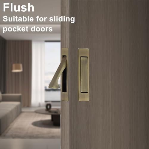 Dontay Pocket Pull Handle, Edge Pull, Professional Stainless Steel 304, Flush Mount for Sliding Door (Antique Brass, 2) - Image 5
