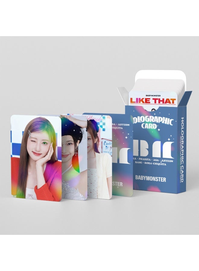 124pcs Laser Card Mini Sticker Babymonster New Song Forever Peripheral Holographic Card Double-sided Lomo - Image 2