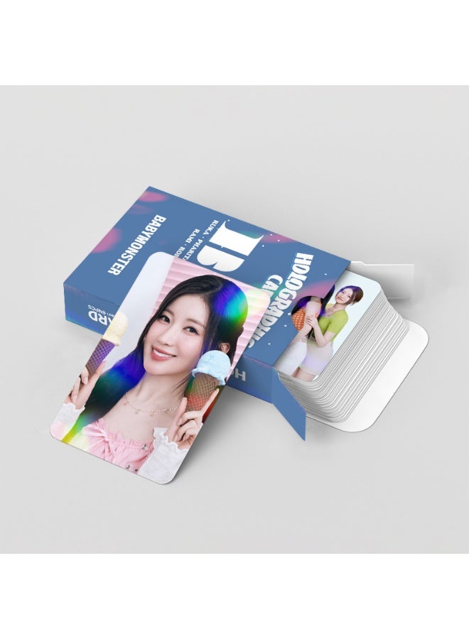 124pcs Laser Card Mini Sticker Babymonster New Song Forever Peripheral Holographic Card Double-sided Lomo - Image 3