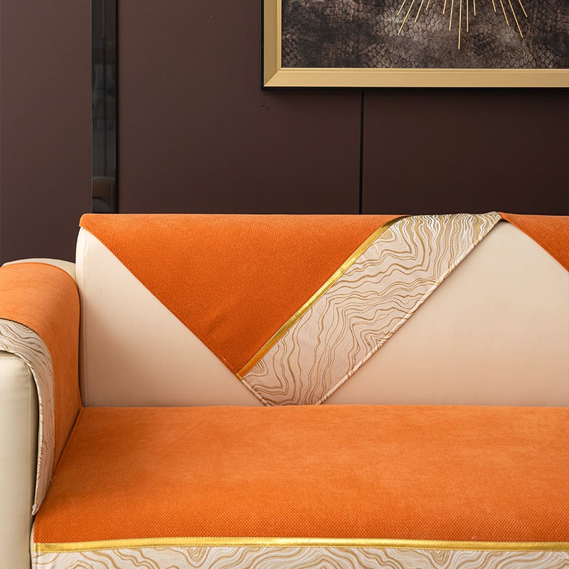 Seat Cushion Orange Sofa Cushion All-Season Universal Light Luxury Style 2026 New Non-Slip Cushion Cover Cloth Towel - Image 5
