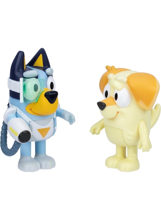 BLUEY مجموعة شخصيات بدلة المفاجأة بلوى وجارها تشاكي - Image 2