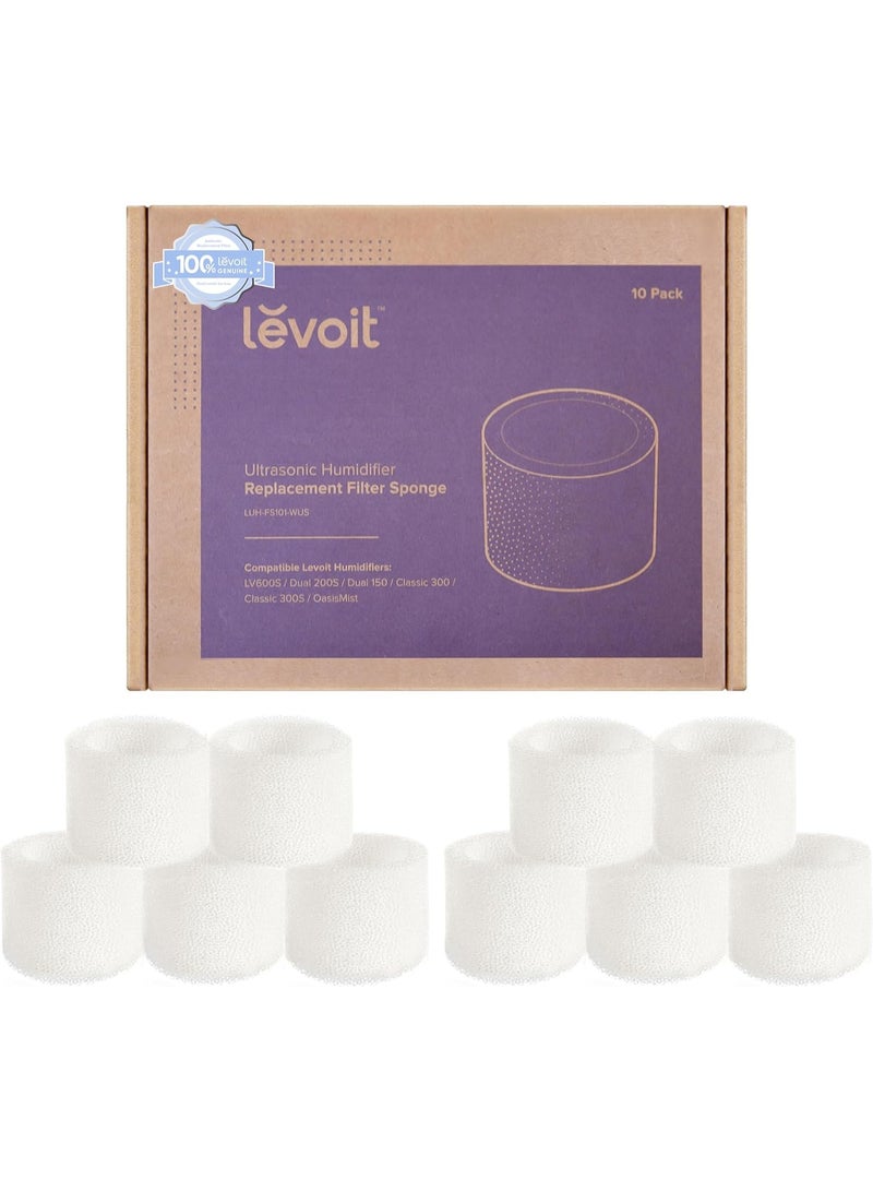 LEVOIT 10-Pack Top Fill Humidifier Replacement Filters, Capture Fine Particles to Improve Humidification Efficiency, for Classic160, Dual150, Dual200S, Classic300(S), LV600S, OasisMist450S, White LUH-FS101-WUS White - Image 1