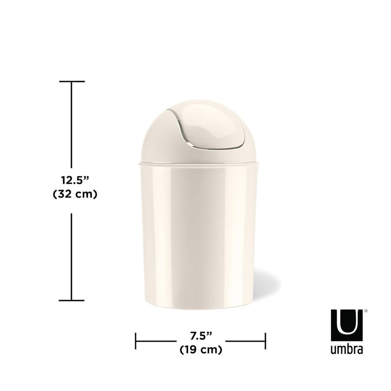 Umbra 1.25 Gallon Mini Waste Can with Removable Swing-Top Lid - Small Garbage Bin for Kitchen, Bathroom, Bedroom, Office - Compact Trash Can Fit Under Tables & Counters - Linen - Image 3