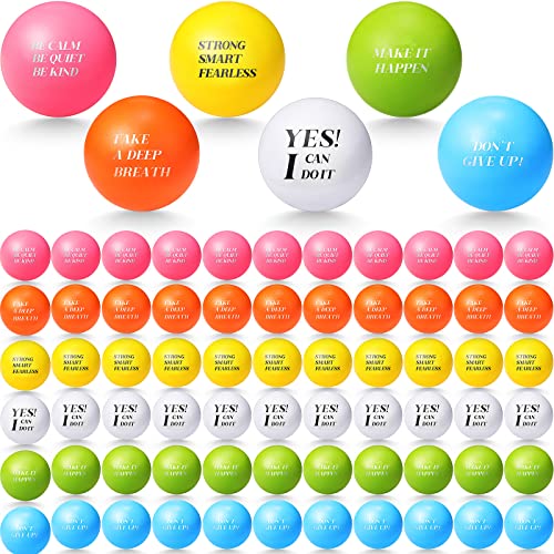Jerify 72 Pcs Bulk Stress Balls for Adults Motivational Quotes Stress Balls Colorful Foam Ball Hand Exercise Small Therapy Fidget Relief Anxiety Toys for Coworkers Gifts Party FavorsFresh Colors - Image 1