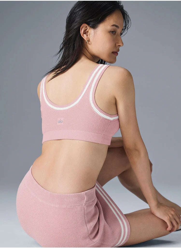 alo - alo set of sports vest, tennis skirt, anti-glare and color-blocking school style yoga and fitness set - Image 1