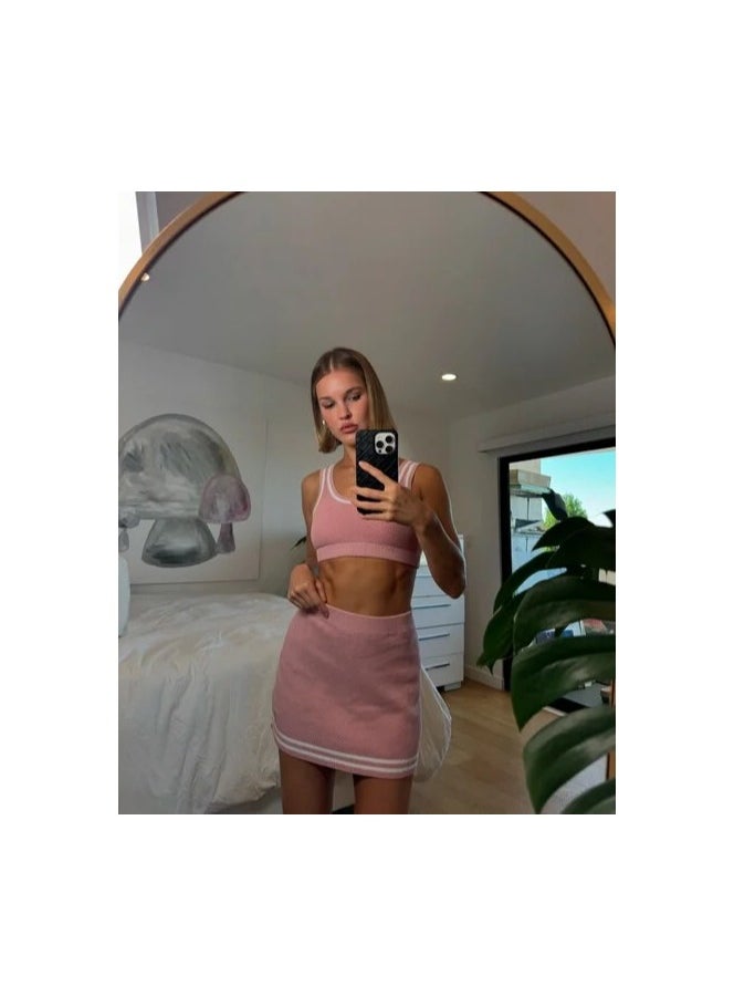 alo - alo set of sports vest, tennis skirt, anti-glare and color-blocking school style yoga and fitness set - Image 1