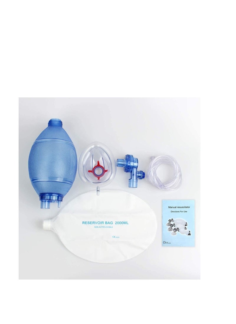 TUORen - Manual Resuscitation Bag PVC Adult - Ambu Breathing Bag | Bag valve mask | CPR Manual BVM for Emergency First Aid - Image 1
