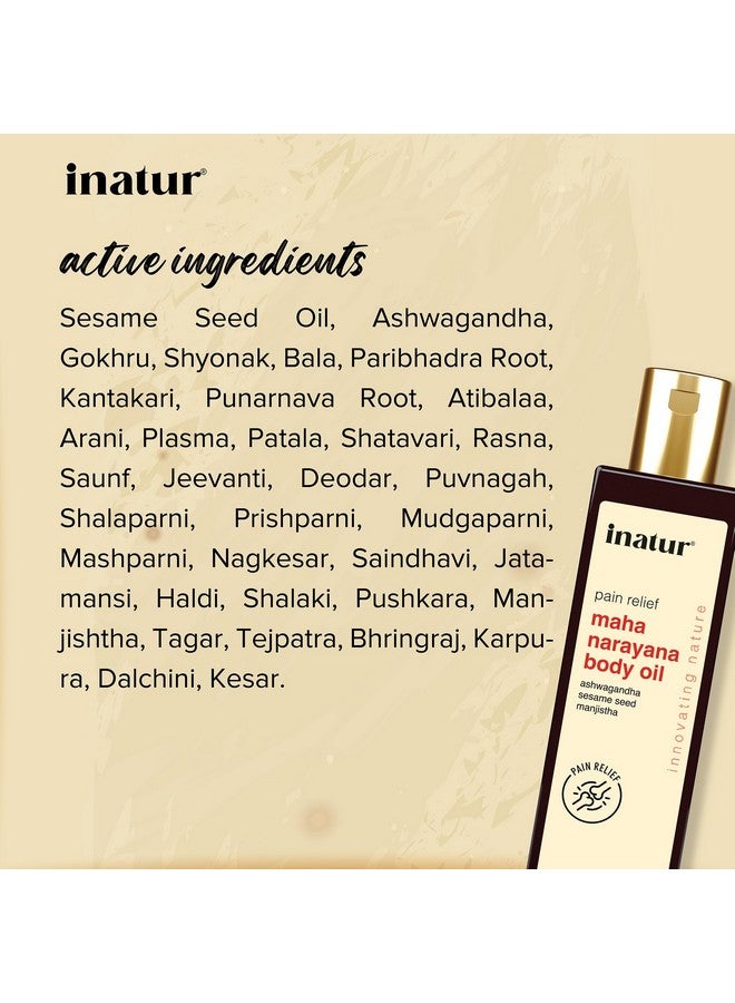 إناتور زيت تدليك الجسم ماهانارايانا للاسترخاء الكامل للجسم | زيت الأيورفيدا مع أشواغاندا وبذور السمسم والمانجيشتا | يساعد في تخفيف آلام الركبة والمفاصل والظهر | زيت تدليك للاسترخاء الكامل للجسم | 200 مل - Image 3