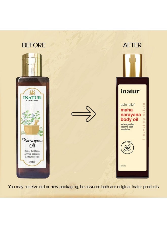 إناتور زيت تدليك الجسم ماهانارايانا للاسترخاء الكامل للجسم | زيت الأيورفيدا مع أشواغاندا وبذور السمسم والمانجيشتا | يساعد في تخفيف آلام الركبة والمفاصل والظهر | زيت تدليك للاسترخاء الكامل للجسم | 200 مل - Image 2