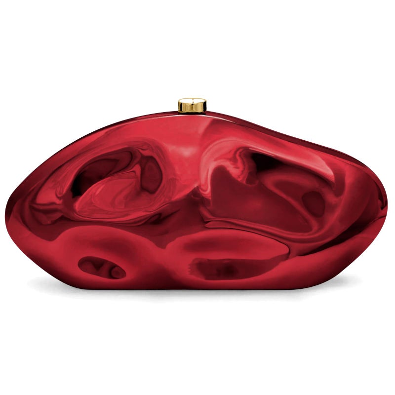 NEWROGENG Acrylic Clutch Purse for Women Evening Bag, Irregular Shell Acrylic Purse Box Clutch with Chain for Party Wedding Prom, Red - Image 1