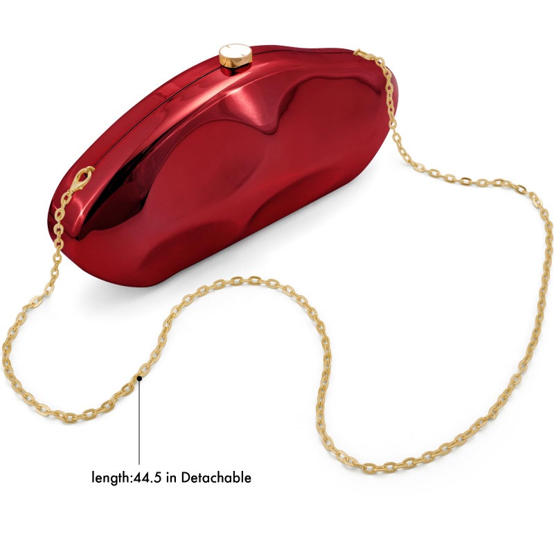 NEWROGENG Acrylic Clutch Purse for Women Evening Bag, Irregular Shell Acrylic Purse Box Clutch with Chain for Party Wedding Prom, Red - Image 4