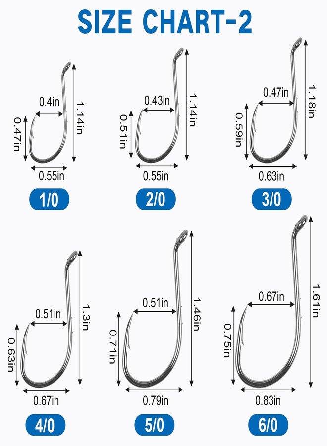 SILANON Octopus Fishing Hooks-120pcs Barbed Baitholder Hooks High Carbon Steel Offset Circle Octopus Hooks Extra Sharp Jig Fish Hooks for Freshwater Saltwater Size 8-6/0 - Image 5
