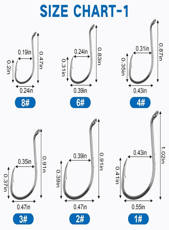 SILANON Octopus Fishing Hooks-120pcs Barbed Baitholder Hooks High Carbon Steel Offset Circle Octopus Hooks Extra Sharp Jig Fish Hooks for Freshwater Saltwater Size 8-6/0 - Image 4