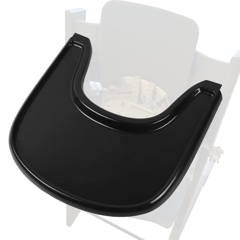LuQiBabe Baby High Chair Tray Compatible with Stokke Tripp Trapp V2+, Replacement Tray for Stokke High Chair, Smooth Surface & Strong Suction, BPA-Free & Dishwasher Safe, Toddlers 6â€“36 Months - Black - Image 1