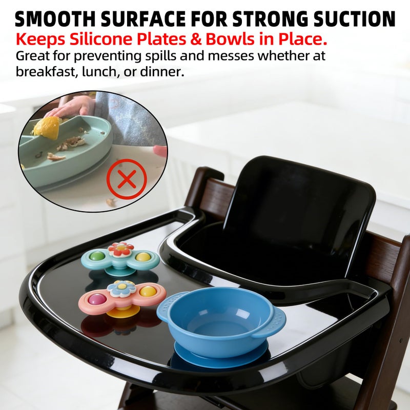 LuQiBabe Baby High Chair Tray Compatible with Stokke Tripp Trapp V2+, Replacement Tray for Stokke High Chair, Smooth Surface & Strong Suction, BPA-Free & Dishwasher Safe, Toddlers 6â€“36 Months - Black - Image 3