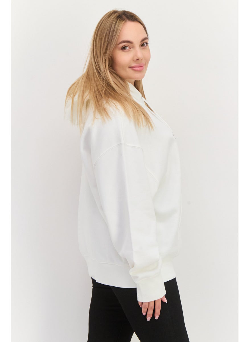 ESPRIT Women Hooded Long Sleeve Graphics Sweatshirt, White  - Image 2