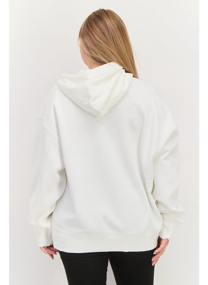 ESPRIT Women Hooded Long Sleeve Graphics Sweatshirt, White  - Image 3