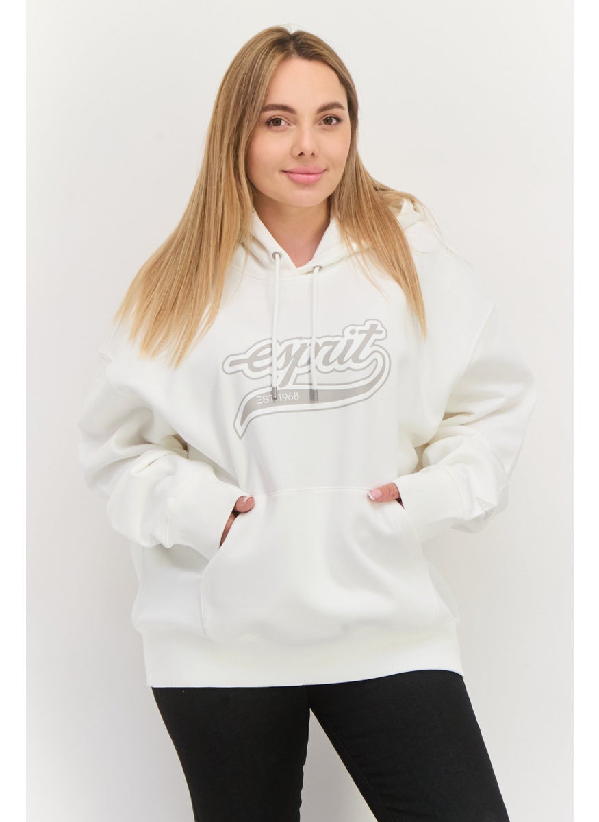 ESPRIT Women Hooded Long Sleeve Graphics Sweatshirt, White  - Image 1