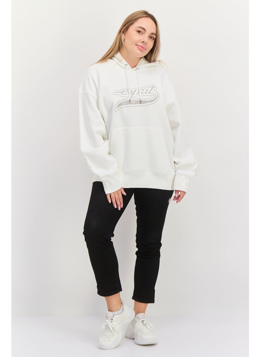 ESPRIT Women Hooded Long Sleeve Graphics Sweatshirt, White  - Image 4